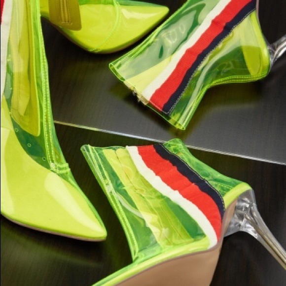 Stripe Side Clear Heel Boots - Picture 1 of 1